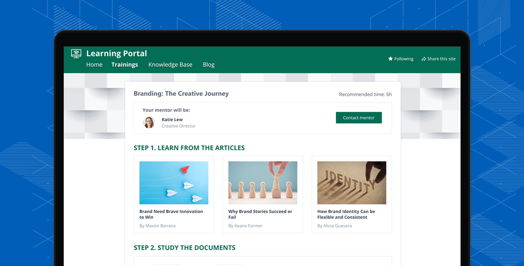 Elearning portal with courses, progress tracking, and online learning tools.